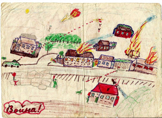 Эта картинка – времен чеченской войны, едва ли ее можно отличить от сегодняшних детских рисунков