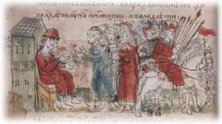 Призывание варягов на царство. Рисунок в книге XV века